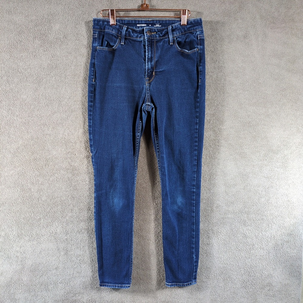 Old Navy High-Rise Wow Super-Skinny Jeans Womens 10 Dark Wash Blue Stretch Denim